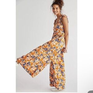 FREE PEOPLE KATYA PRINTED ONE PIECE WIDE LEG JUMPSUIT